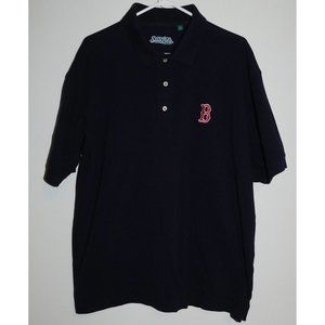Mens Casual Polo Shirt MLB Baseball Boston Red Sox Logo Embroidered Size XL